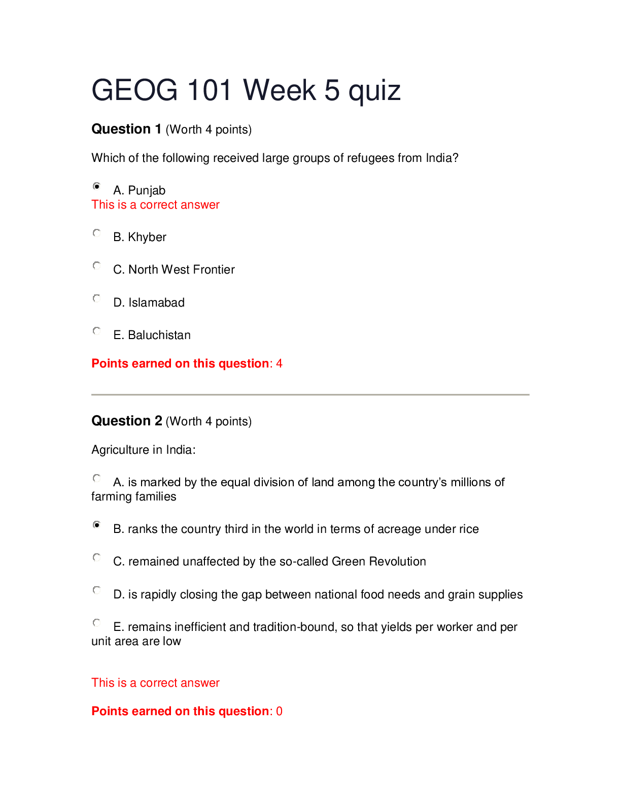 Preview image of GEOG 101 Week 5 quiz document